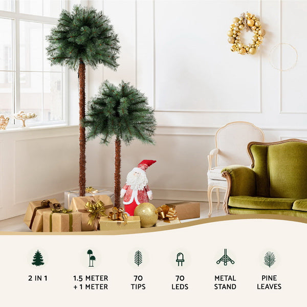 Jingle Jollys Christmas Tree 1.5+1M Led Xmas Palm Party Decorations 2 In Seasonal Decorations