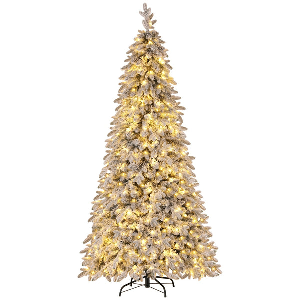 Jingle Jollys Christmas Tree 2.1M Flocking Pencil Led Xmas 860 Tips White Seasonal Decorations