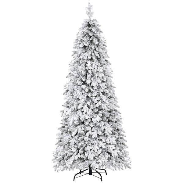 Jingle Jollys Christmas Tree 2.1M Flocking Pencil Led Xmas 860 Tips White Seasonal Decorations