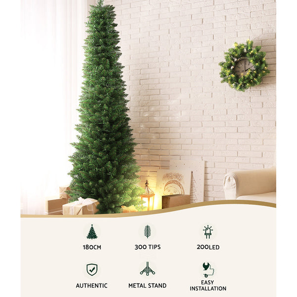 Jingle Jollys Christmas Tree 1.8M Pre Lit 200 Led Lights Xmas Decorations Seasonal Decorations
