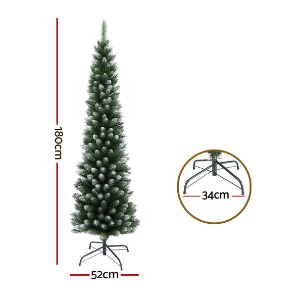 Jingle Jollys Christmas Tree 1.8M Xmas Decorations Snowy 300 Tips Seasonal Decorations