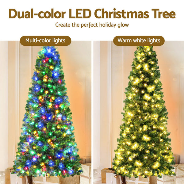 Jingle Jollys 1.8M Pre Lit Christmas Tree Mode Multi Colour 200 Led Light Xmas Seasonal Decorations