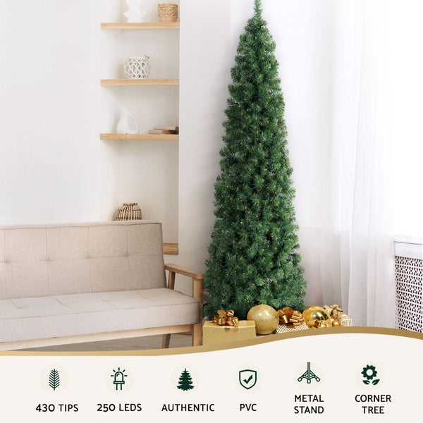 Jingle Jollys Christmas Tree 2.1M Corner Xmas Party Decorations 430 Tips Seasonal Decorations