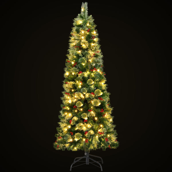 Jingle Jollys Christmas Tree 1.8M Led Xmas Party Decorations Red Barries Seasonal Decorations