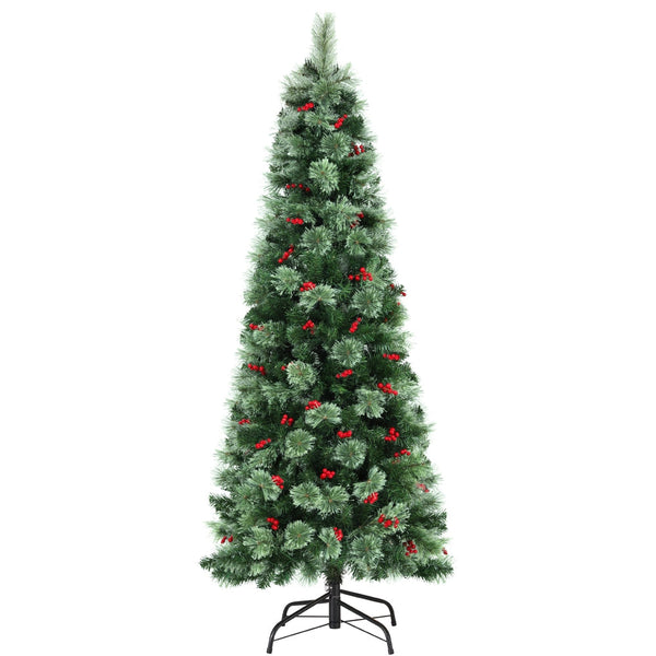 Jingle Jollys Christmas Tree 1.8M Led Xmas Party Decorations Red Barries Seasonal Decorations