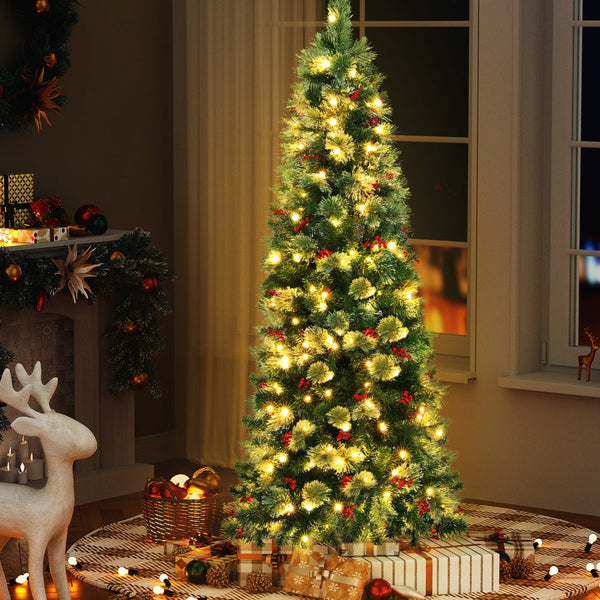 Jingle Jollys Christmas Tree 1.8M Led Xmas Party Decorations Red Barries Seasonal Decorations