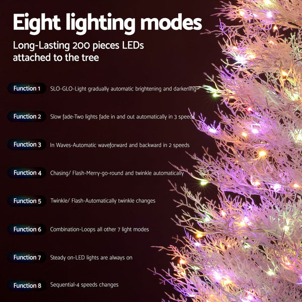 Jingle Jollys 1.8M Led Christmas Tree Modes Adjustable Multi Color Light Snowy Seasonal Decorations