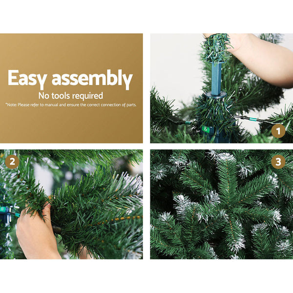 Jingle Jollys Christmas Tree 1.8M Snowy Xmas Decoration 650 Tips Seasonal Decorations