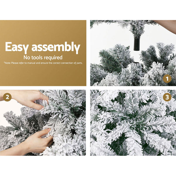 Jingle Jollys Christmas Tree 2.1M Snow Flocked Xmas Decorations 780 Tips Seasonal Decorations