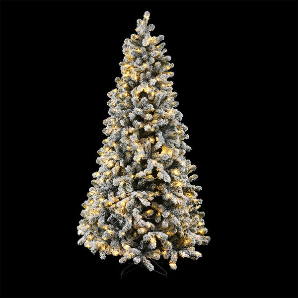 Jingle Jollys Christmas Tree 2.1M Snow Flocked Led Xmas Decoration 8 Light Modes Seasonal Decorations