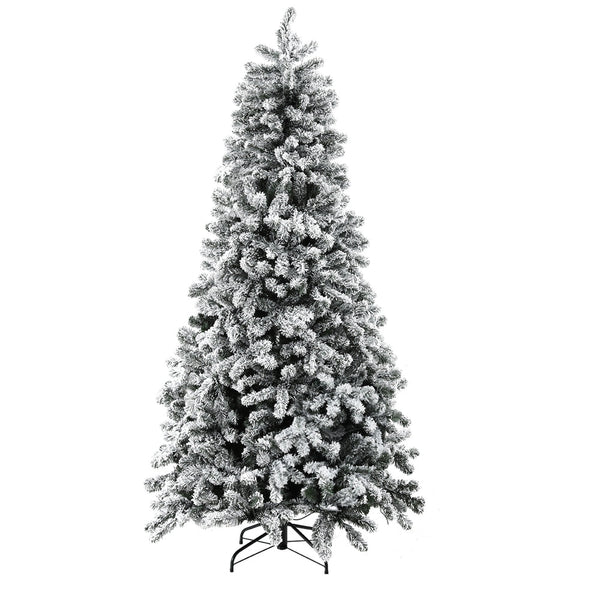 Jingle Jollys Christmas Tree 2.1M Snow Flocked Led Xmas Decoration 8 Light Modes Seasonal Decorations