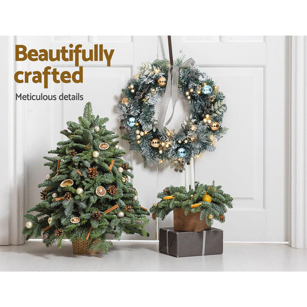 Jingle Jollys 60Cm Christmas Wreath With Led Lights Snowy Garland Xmas Decor Seasonal Decorations