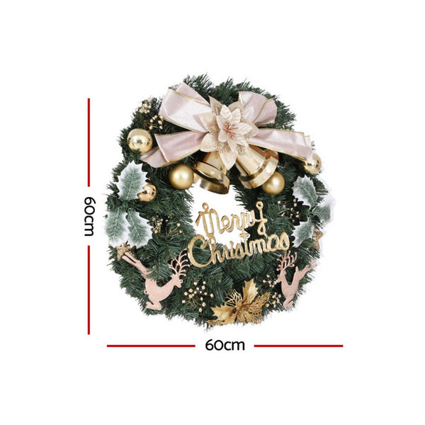 Jingle Jollys Christmas Wreath 60Cm Garland Flowers Baubles Party Decorations Seasonal Decorations
