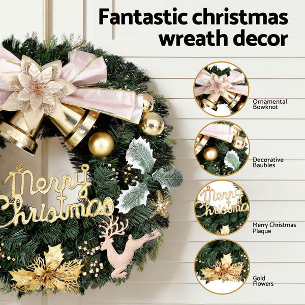 Jingle Jollys Christmas Wreath 60Cm Garland Flowers Baubles Party Decorations Seasonal Decorations