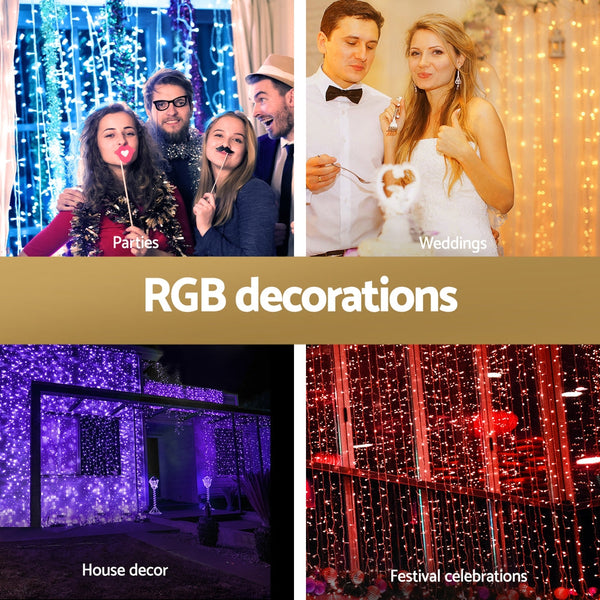 3X6m Christmas Lights Curtain 960 Led Rgb Remote Jingle Jollys Seasonal Decorations