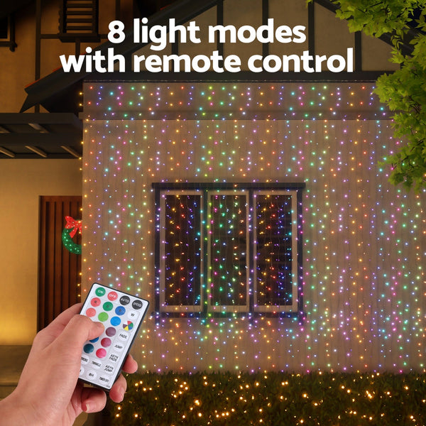 3X6m Christmas Lights Curtain 960 Led Rgb Remote Jingle Jollys Seasonal Decorations