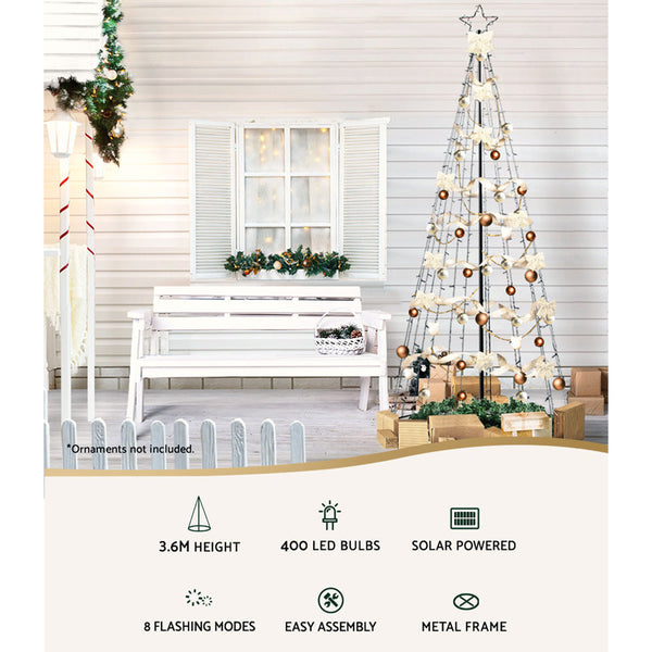 3.6M Christmas Tree 400 Led Solar Jingle Jollys Seasonal Decorations