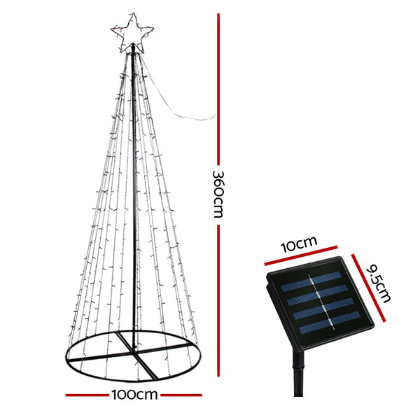 3.6M Christmas Tree Led Solar Warm Jingle Jollys Seasonal Decorations