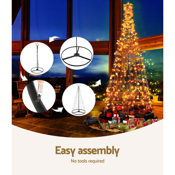 3.6M Christmas Tree Led Solar Warm Jingle Jollys Seasonal Decorations