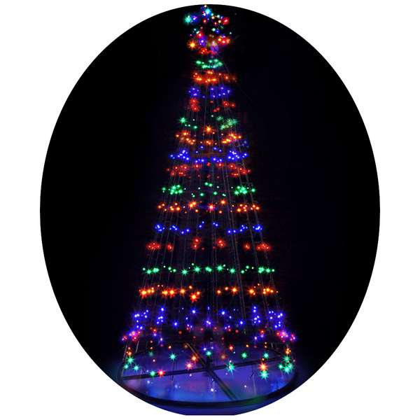 Jingle Jollys Christmas Tree 2.1M 264 Led Xmas Trees Solar Power Multi Colour Seasonal Decorations