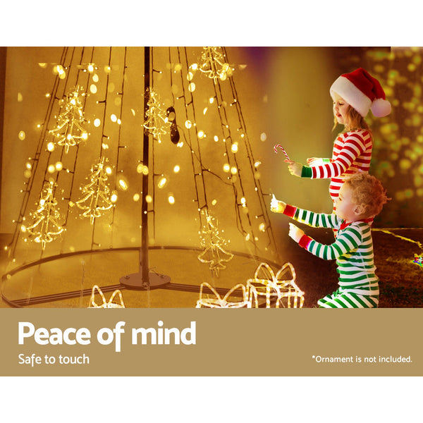 2.1M Christmas Tree Led Solar Warm Jingle Jollys Seasonal Decorations