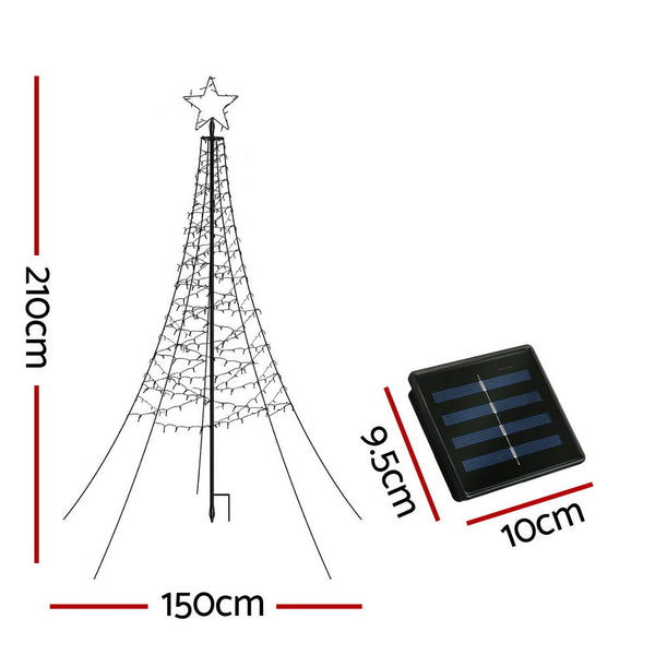 Jingle Jollys Solar Christmas Tree 2.1M 320 Led Net Lights Xmas Trees Decoration Seasonal Decorations