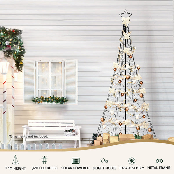Jingle Jollys Solar Christmas Tree 2.1M 320 Led Net Lights Xmas Trees Decoration Seasonal Decorations