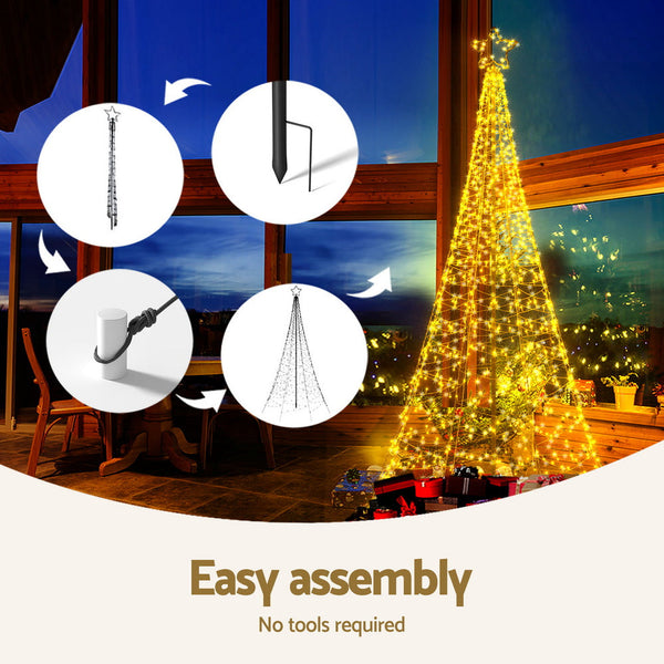 Jingle Jollys Solar Christmas Tree 2.1M 320 Led Net Lights Xmas Trees Decoration Seasonal Decorations