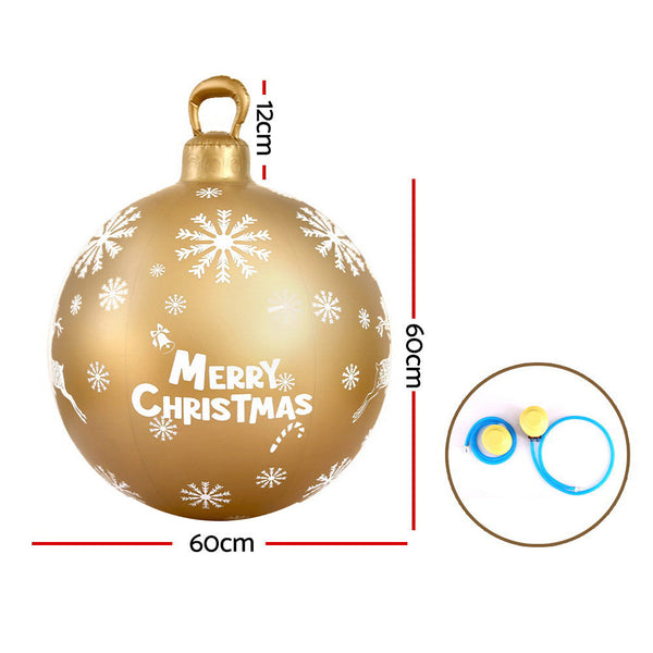 Jingle Jollys Christmas Inflatable Ball Bauble 60Cm Outdoor Decoration Gold Seasonal Decorations