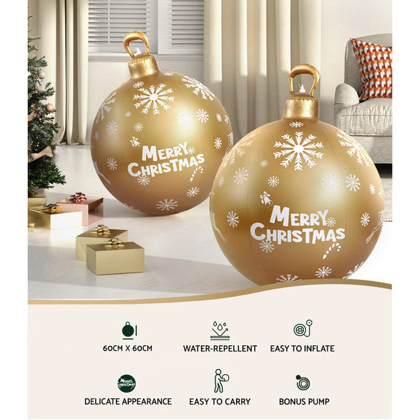 Jingle Jollys Christmas Inflatable Ball Bauble 60Cm Outdoor Decoration Gold Seasonal Decorations