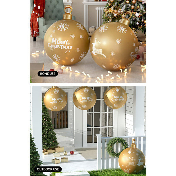 Jingle Jollys Christmas Inflatable Ball Bauble 60Cm Outdoor Decoration Gold Seasonal Decorations