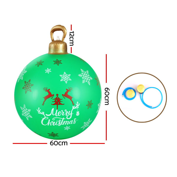 Jingle Jollys Christmas Inflatable Ball Bauble 60Cm Outdoor Decoration Green Seasonal Decorations