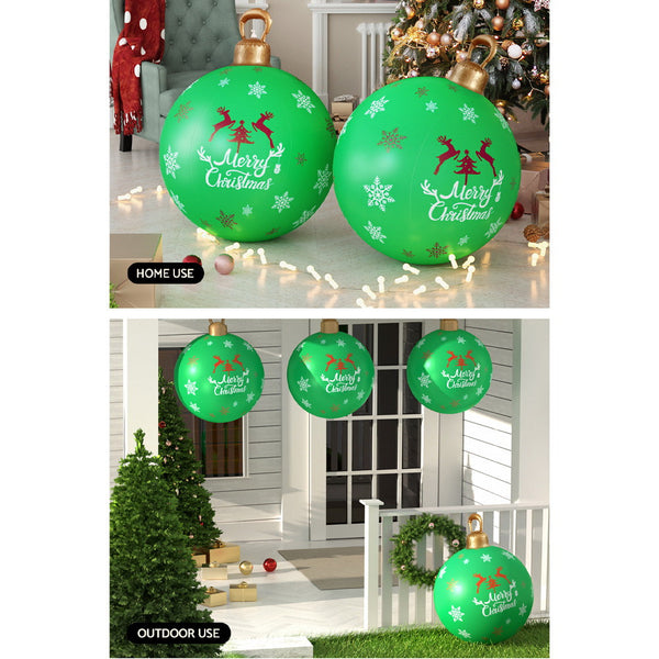 Jingle Jollys Christmas Inflatable Ball Bauble 60Cm Outdoor Decoration Green Seasonal Decorations