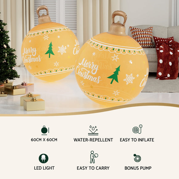 Jingle Jollys Christmas Inflatable Ball 60Cm Led Illuminated Xmas Decoration Seasonal Decorations