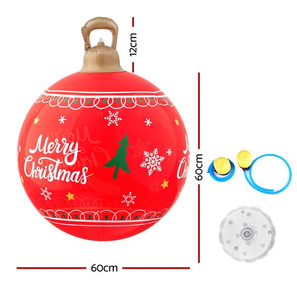 Jingle Jollys Christmas Inflatable Ball 60Cm Led Illuminated Xmas Decoration Red Seasonal Decorations