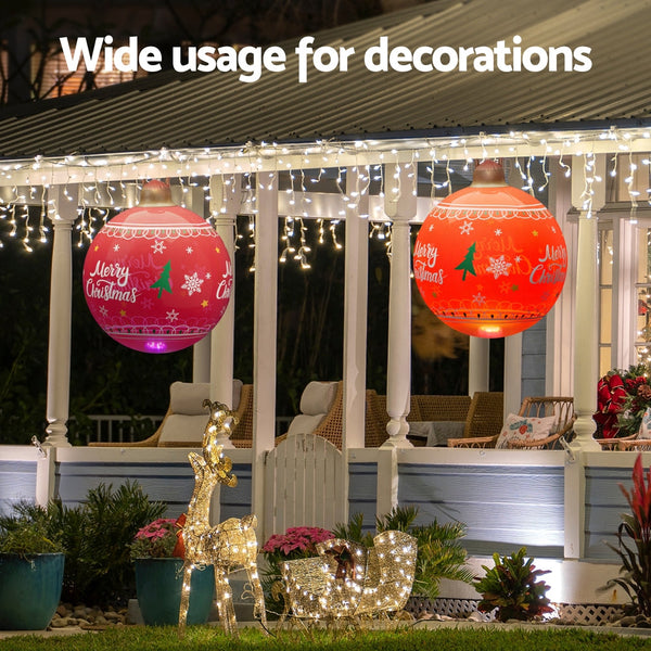 Jingle Jollys Christmas Inflatable Ball 60Cm Led Illuminated Xmas Decoration Red Seasonal Decorations