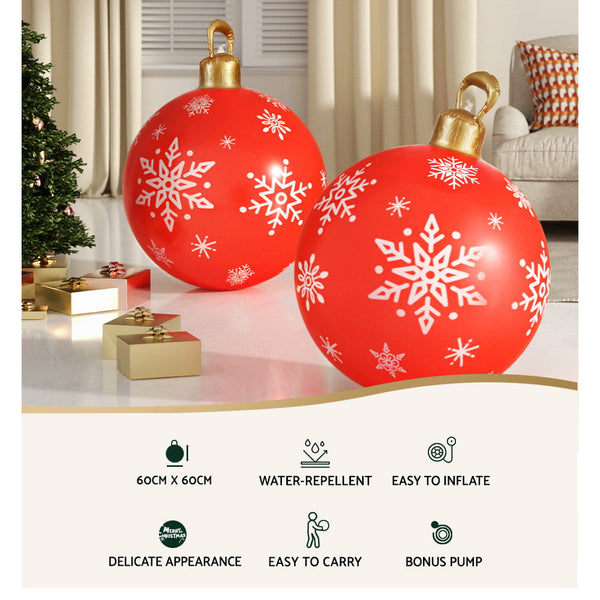 Jingle Jollys Christmas Inflatable Ball Bauble 60Cm Outdoor Decoration Red Seasonal Decorations