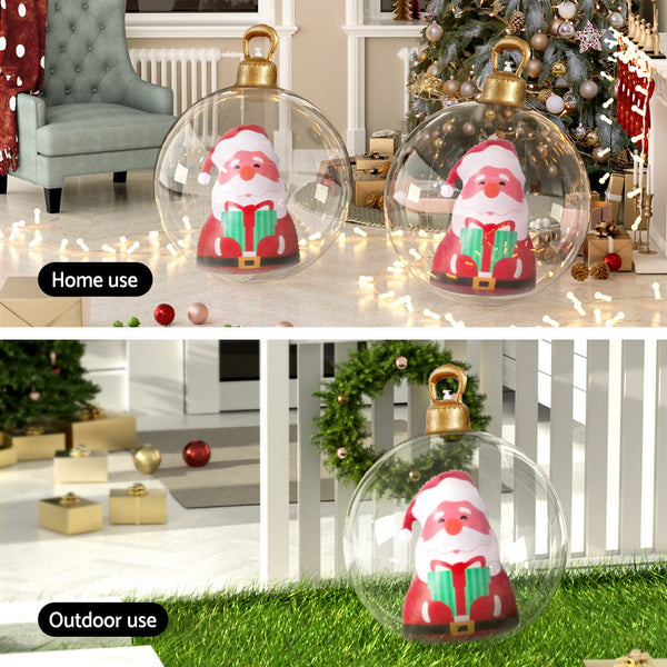 Jingle Jollys Christmas Inflatable Ball 60Cm Santa Decoration Giant Bauble Clear Seasonal Decorations