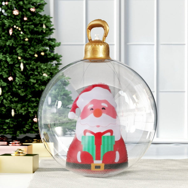 Jingle Jollys Christmas Inflatable Ball 60Cm Santa Decoration Giant Bauble Clear Seasonal Decorations
