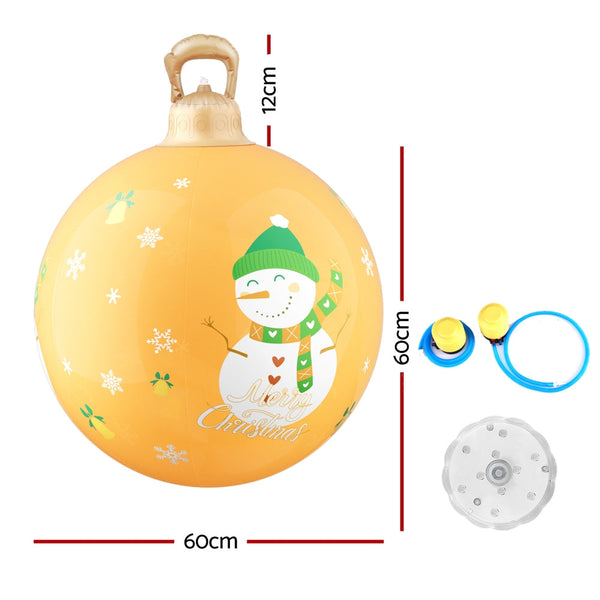 Jingle Jollys Christmas Inflatable Ball 60Cm Led Illuminated Snowman Xmas Decor Seasonal Decorations
