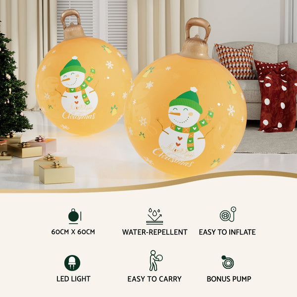 Jingle Jollys Christmas Inflatable Ball 60Cm Led Illuminated Snowman Xmas Decor Seasonal Decorations