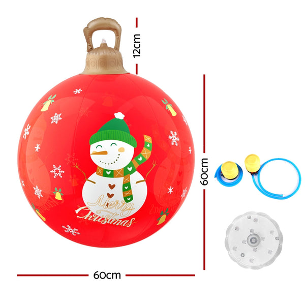 Jingle Jollys Christmas Inflatable Ball 60Cm Illuminated Led Snowman Xmas Decor Seasonal Decorations