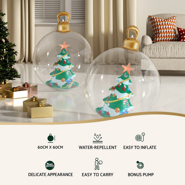 Jingle Jollys Christmas Inflatable Ball 60Cm Tree Decoration Giant Bauble Clear Seasonal Decorations
