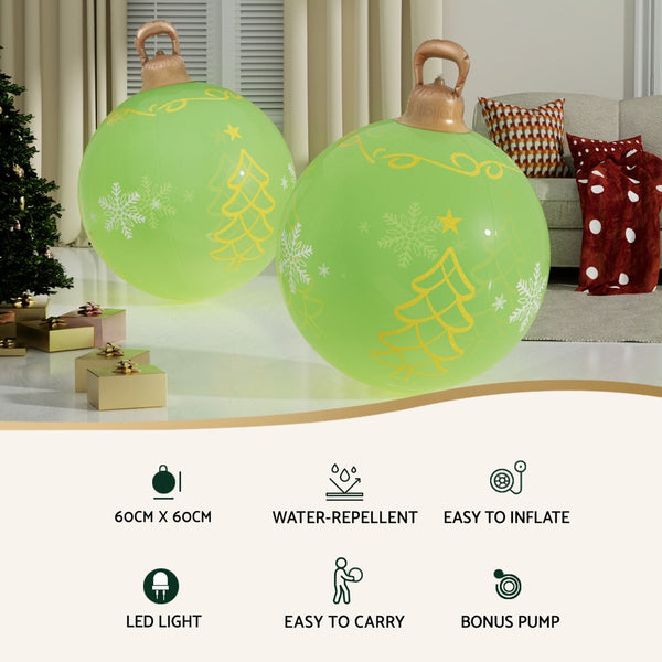 Jingle Jollys Christmas Inflatable Ball 60Cm Led Illuminated Xmas Decoration Seasonal Decorations