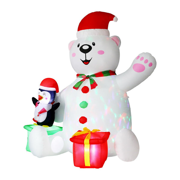 Jingle Jollys Christmas Inflatable Bear 1.8M Height Led Outdoor Decorations Illuminated Seasonal Decorations
