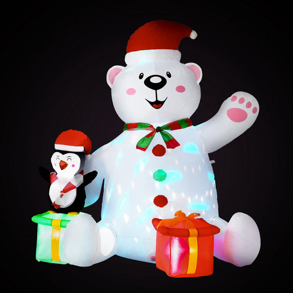 Jingle Jollys Christmas Inflatable Bear 1.8M Height Led Outdoor Decorations Illuminated Seasonal Decorations