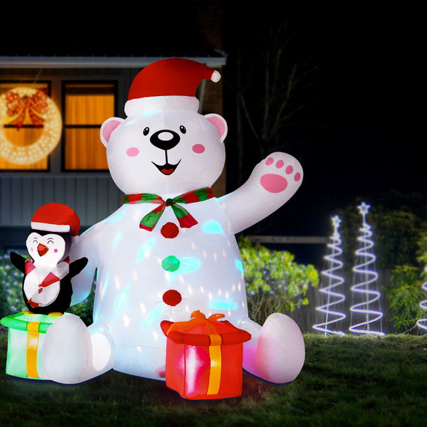 Jingle Jollys Christmas Inflatable Bear 1.8M Height Led Outdoor Decorations Illuminated Seasonal Decorations