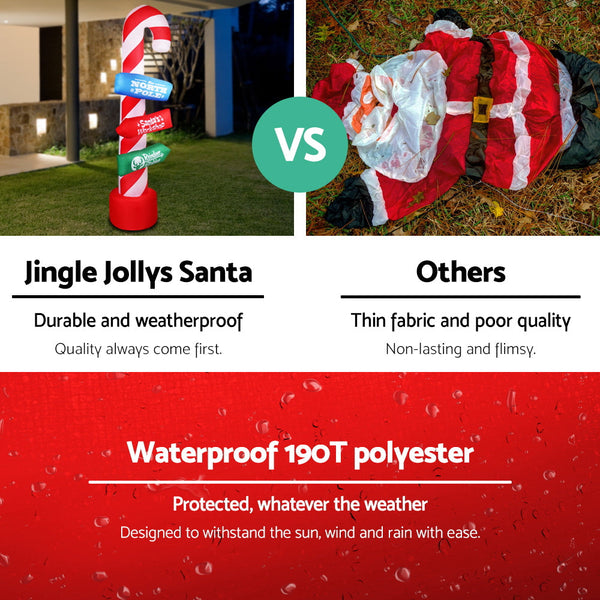 Jingle Jollys Christmas Inflatable Candy Pole 2.4M Illuminated Decorations Seasonal Decorations