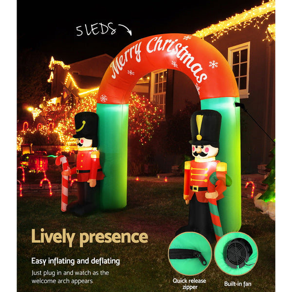 Jingle Jollys Christmas Inflatable Archwary Nutcracker 3M Illuminated Decorations Seasonal Decorations