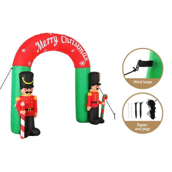 Jingle Jollys Christmas Inflatable Archwary Nutcracker 3M Illuminated Decorations Seasonal Decorations